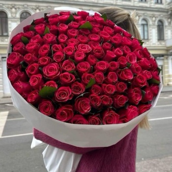 Акция! Букет из 101 красной розы 60 см.